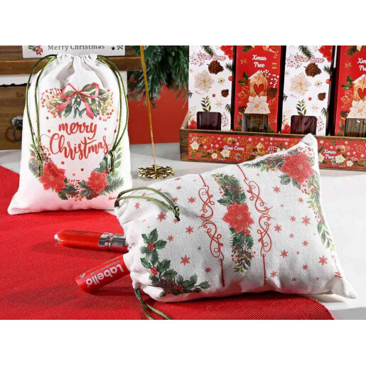 Set 2 saculeti Craciun textil multicolor cm 17 x 23 H 
