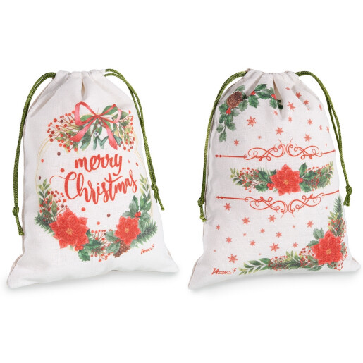 Set 2 saculeti Craciun textil multicolor cm 17 x 23 H 