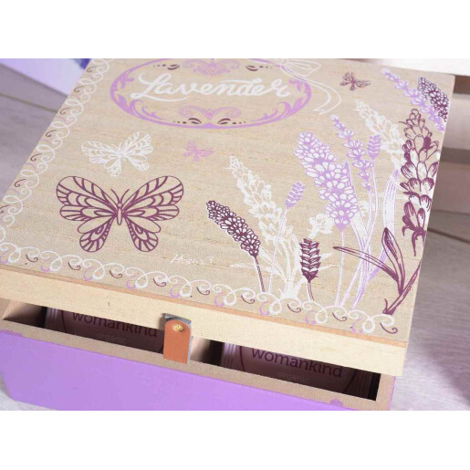 Cutie ceai lemn multicolor Lavanda 17x17x8 cm