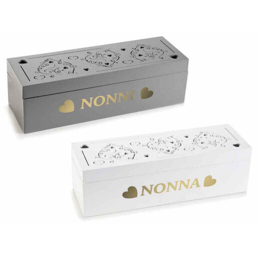 Set 2 cutii pliculete ceai lemn gri alb auriu Nonni, Nonna 2 x 24 x 8 x 7 H