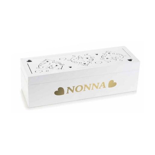 Set 2 cutii pliculete ceai lemn gri alb auriu Nonni, Nonna 2 x 24 x 8 x 7 H