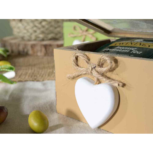 Cutie pliculete ceai sticla lemn maro vintage 10 x 9,5 x 7 H