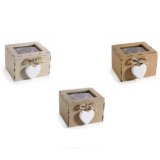 Set 6 cutii pliculete ceai sticla lemn multicolor vintage 10 x 9,5 x 7 H