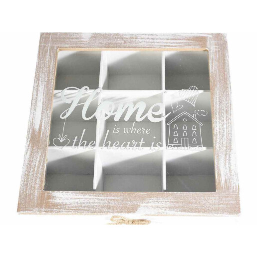 Cutie ceai lemn natur alb 24x24.5x9 cm