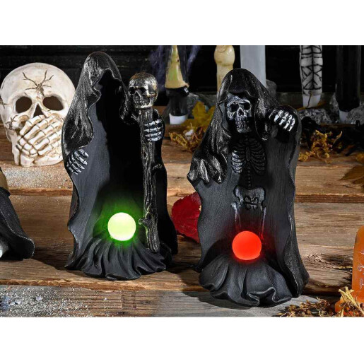 Figurina Halloween Schelet Fantoma polirasina multicolora cu leduri II cm 9,5 x 8,5 x 17,5 H