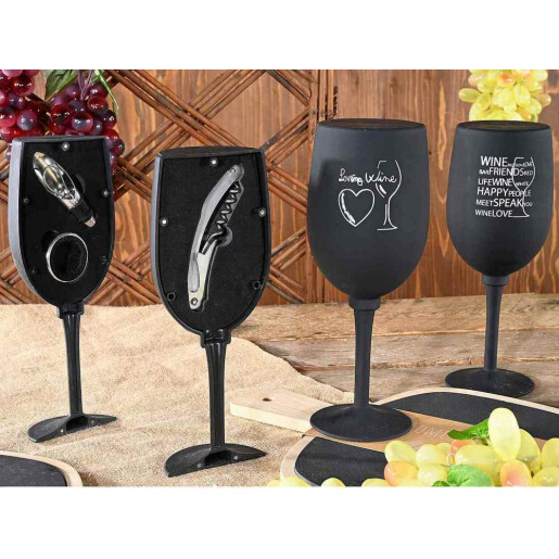 Set cadou, 3 ustensile pentru vin Ø 9 cm x 23 H