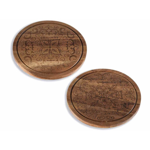 Set 2 platouri servire lemn maro  Ø 25 cm