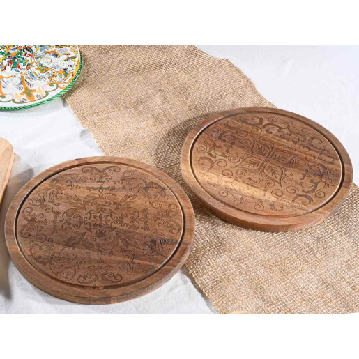 Set 2 platouri servire lemn maro  Ø 25 cm