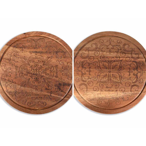 Set 2 platouri servire lemn maro  Ø 25 cm