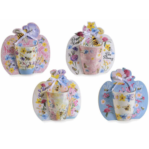 Set 4 cani portelan Bee Honey 8.5x10.5 cm, 350 ml