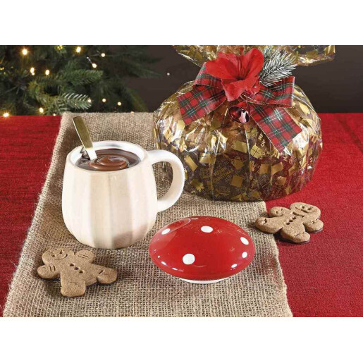 Cana cu capac ceramica multicolora Ciupercuta Ø 11,5 cm x 12.5 H, 600 ml
