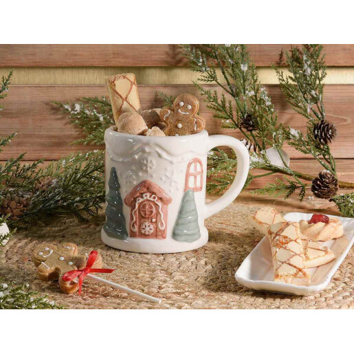 Set 4 cani Craciun ceramica multicolora  Ø 9,5 cm x 10 H, 450 ml