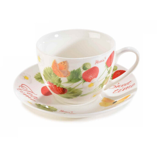 Ceasca portelan Capsuni 9x6.5 cm, 200 ml