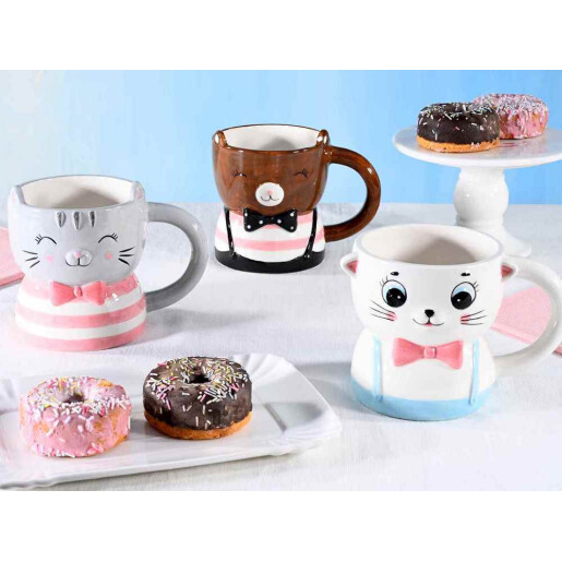 Set 3 cani ceramica 9.5x10 cm, 430 ml