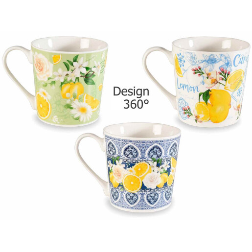 Set 3 cani portelan Lamai 9.5x9.5 cm, 350 ml