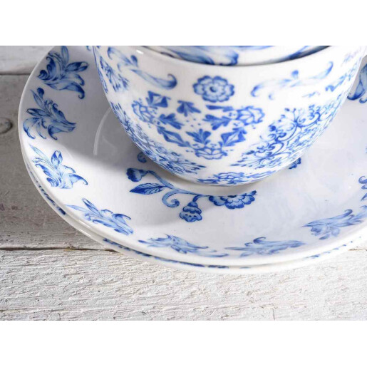 Set 3 cesti portelan alb albastru 9x7 cm, 250 ml