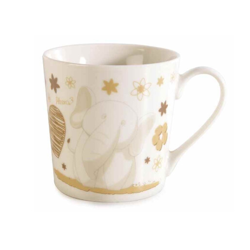 Set 3 cani portelan alb maro Elefanti Ø 9,5 cm x 9,5 H, 350 ml