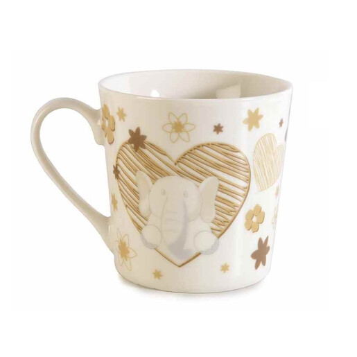 Cana portelan alb maro Elefant Ø 9,5 cm x 9,5 H, 350 ml