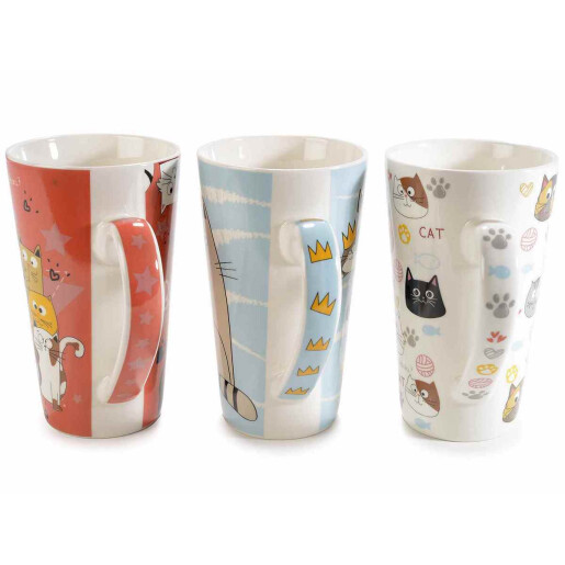 Set 6 cani portelan Pisicute 9x15 cm, 500 ml