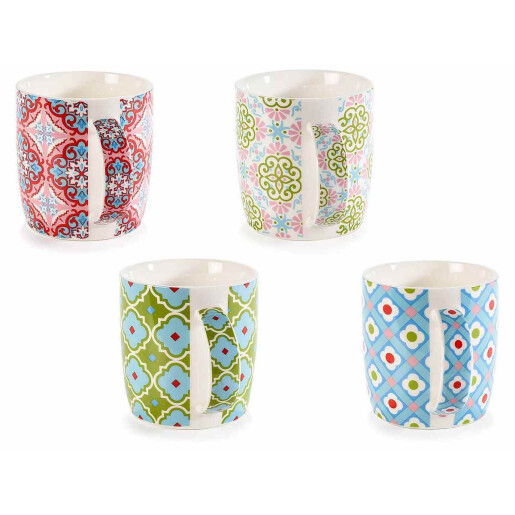 Set 8 cani portelan multicolor Geometric 8.5x9 cm 350 ml
