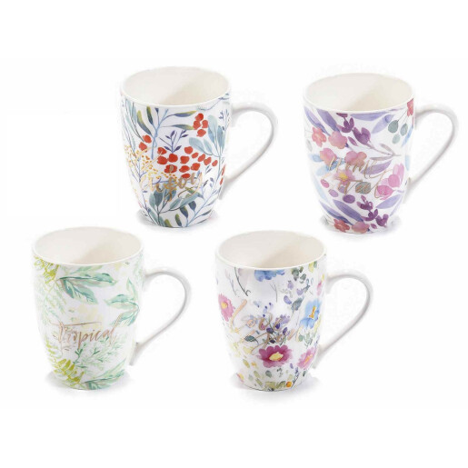 Set 4 cani portelan 8x10 cm, 340 ml