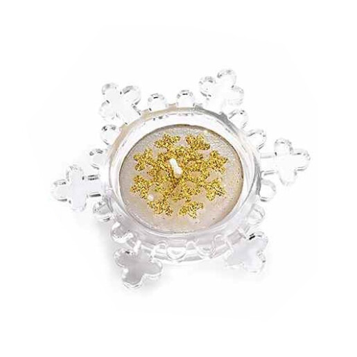 Set suport si lumanare in cutie cadou Fulg de Nea III cm 7 x 8 x 2 H