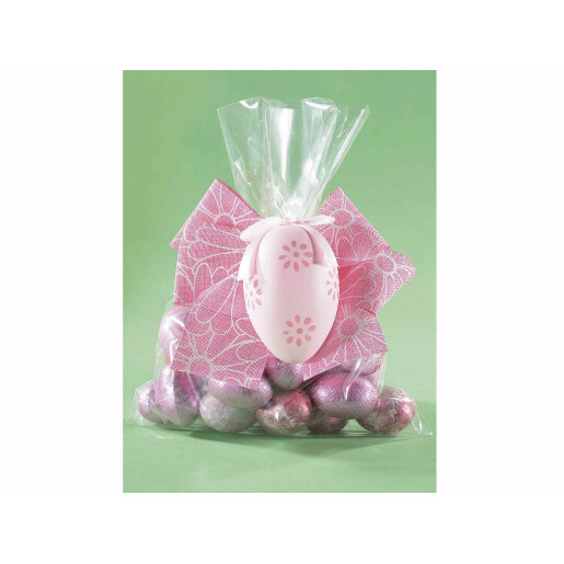 Set 12 oua decorative din plastic roz 4x6 cm