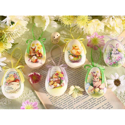Set 18 oua decorative Paste plastic multicolor 5x3.5x7.5 cm