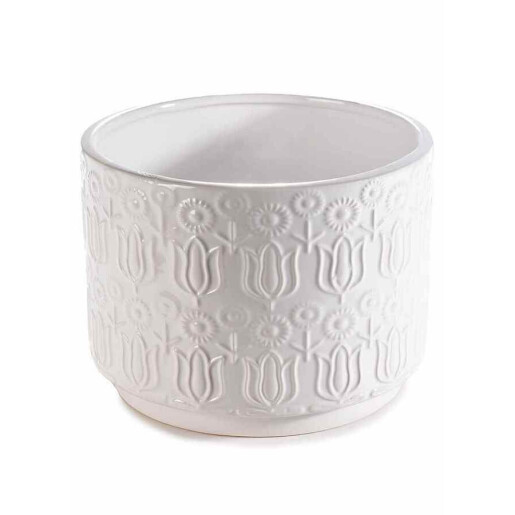 Ghiveci flori ceramica alba 16x12 cm