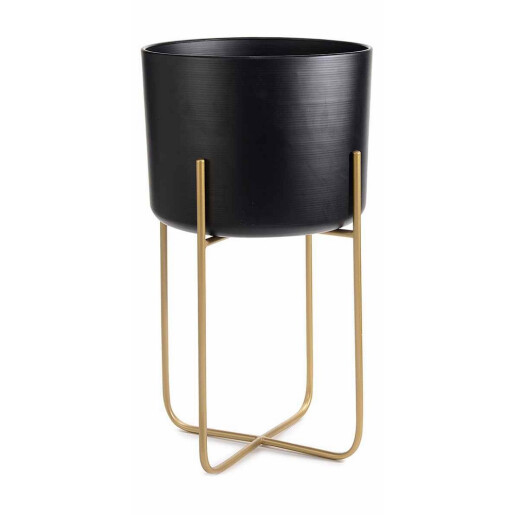 Set 3 ghivece flori metal negru auriu 30x54.5 cm, 24x42.5 cm, 19x31 cm