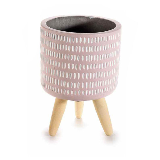 Ghiveci flori lemn ceramica mov alba 11x16 cm