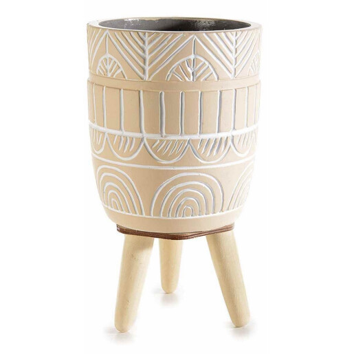 Ghiveci flori ceramica lemn natur Ø 10,5 cm x 18,5 H