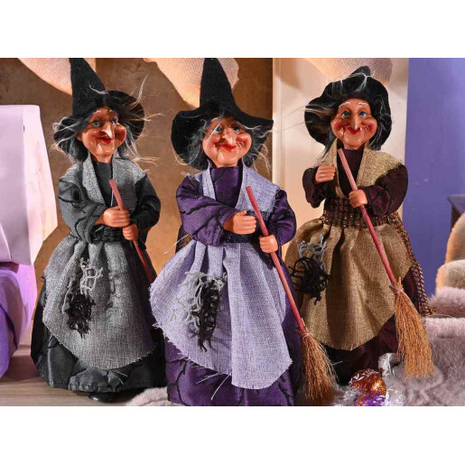 Figurina Vrajitoare Halloween Befana cu recipient pentru dulciuri cm 12x11x30 H