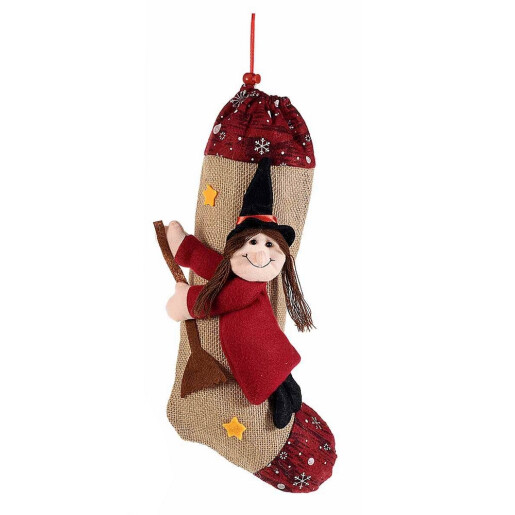 Ciorap decorativ Befana textil multicolor III cm 20 x 37 H
