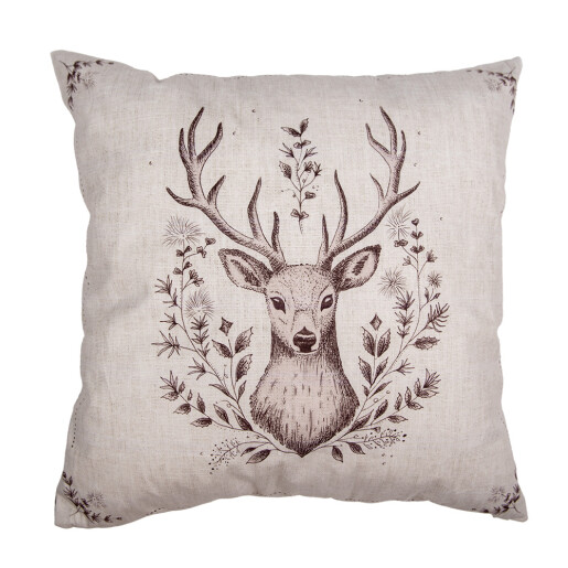 Perna Craciun Ren textil bej maro 45x45x4 cm