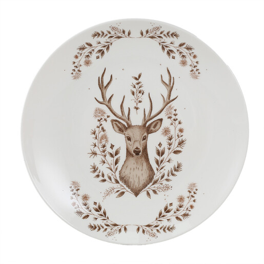 Farfurie Craciun Ren portelan bej maro Ø 20x2 cm