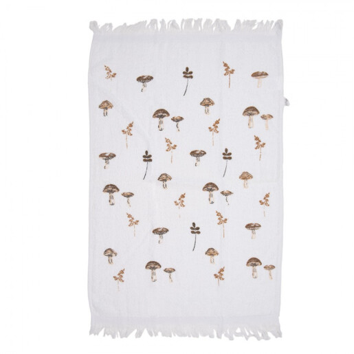 Prosop de maini si fata bumbac alb maro Ciupercute 40x66 cm