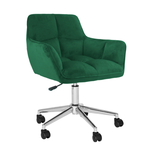 Scaun birou, fotoliu catifea verde smarald crom Hagrid 63x63x77/86 cm