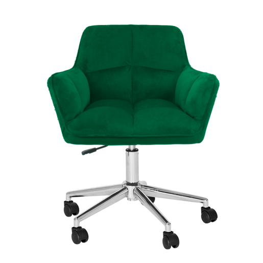 Scaun birou, fotoliu catifea verde smarald crom Hagrid 63x63x77/86 cm