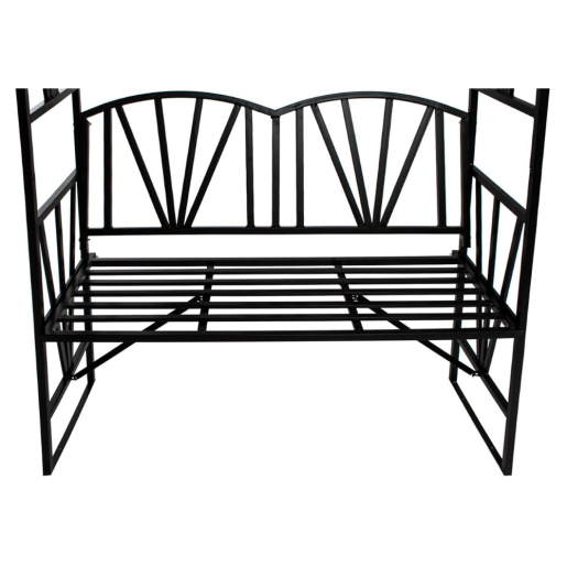 Banca de gradina cu pergola metal neagru Haifa 114x42x210 cm 