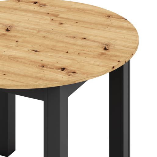 Masa dining extensibila DTD laminat negru stejar artisan Harry 103-142x102x76 cm