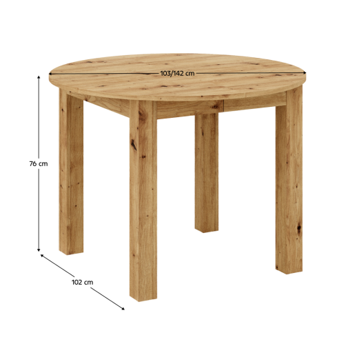 Masa dining extensibila DTD laminat stejar Harry 103-142x102x76 cm