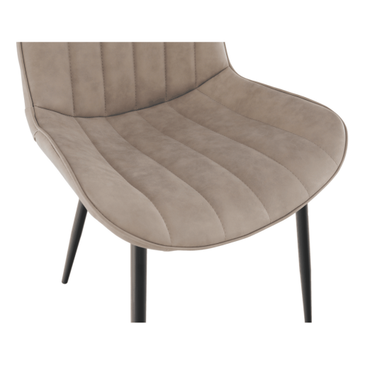 Scaun piele ecologica taupe metal negru Hazal 49x57x85 cm