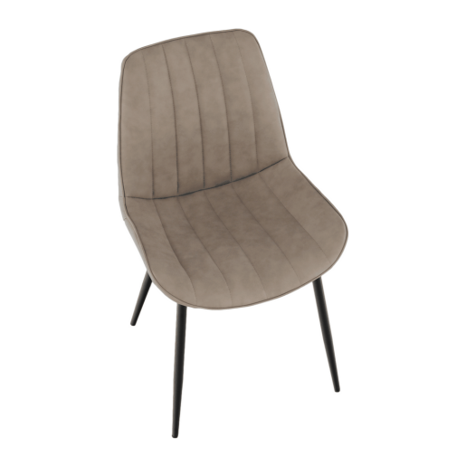 Scaun piele ecologica taupe metal negru Hazal 49x57x85 cm