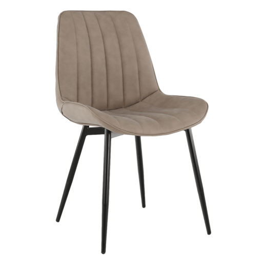Scaun piele ecologica taupe metal negru Hazal 49x57x85 cm