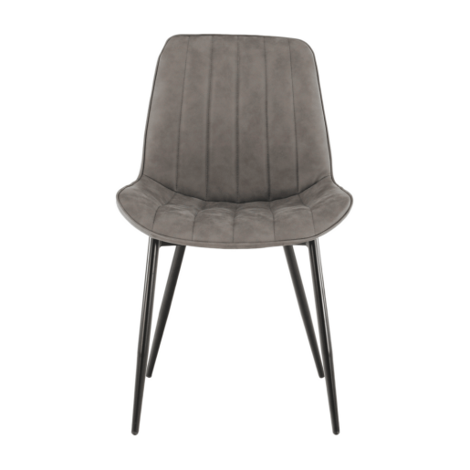 Scaun piele ecologica gri metal negru Hazal 49x57x85 cm