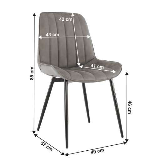 Scaun piele ecologica gri metal negru Hazal 49x57x85 cm