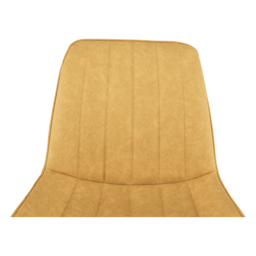 Scaun piele ecologica galbena metal negru Hazal 49x57x85 cm