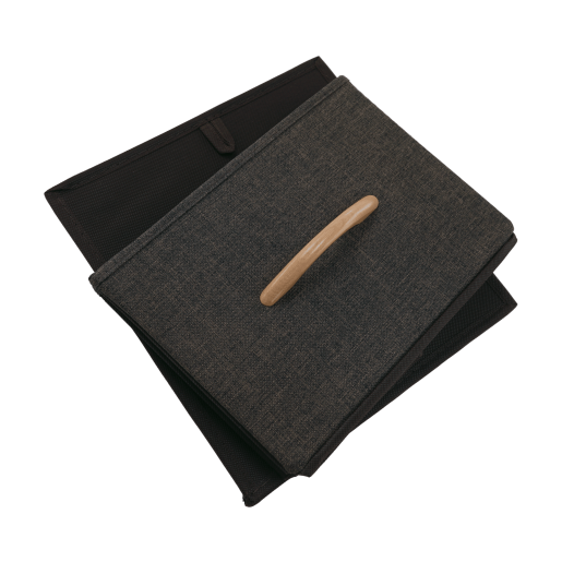 Comoda, cu 4 sertare din textil bej maro deschis maro inchis, Hazel, 31x29x99 cm