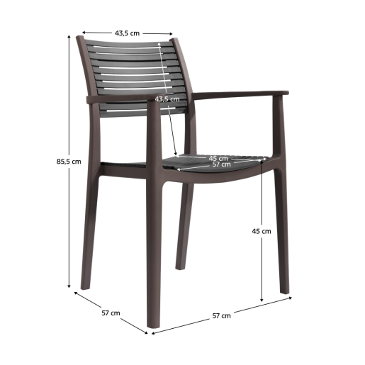 Scaun stivuibil gri-maro Herta 58x56.5x85.5 cm